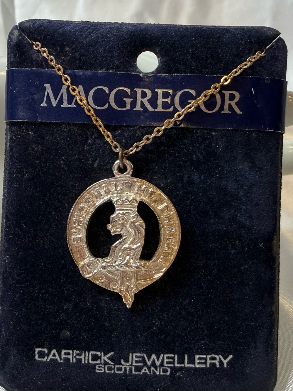 Vintage Scottish Clan MacGregor Crest Pendant Necklace Carrick Jewellery Scotlan